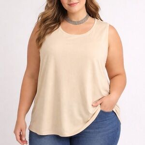 NWT LILY MORGAN Cream Knit Tank with Burton Accents 3X